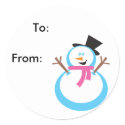 Cute Snowman Gift Tag Stickers sticker
