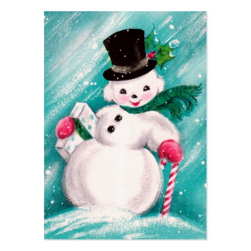 Cute Snowman Girl Business Card Template (front side)