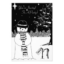 Cute snowman illustration christmas invitation