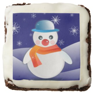 Cute Snowman In Winter Scene Brownie