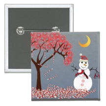 Cute Snowman Pinback Buttons