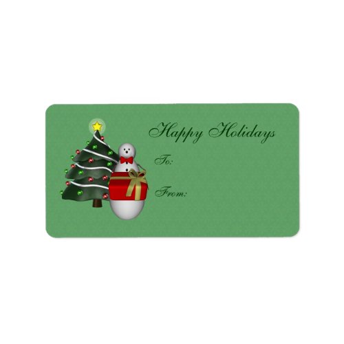 Cute Snowman Tree Holiday Gift Tag label