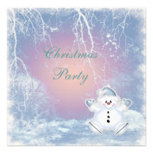 Cute Snowman & Winter Scene Christmas Party Invites