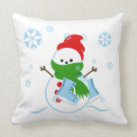 Cute Snowman with Ice Skates Throw Pillow Cute Snowman with Ice Skates Throw Pillow
