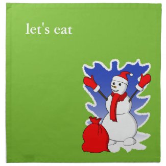 Cute snowman with red gloves and snowflakes cloth napkins