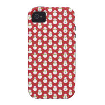 Cute Snowmen on Red iPhone 4 Cases