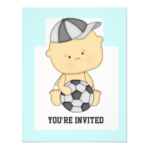Cute Soccer Baby Shower Invitation (front side)