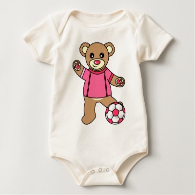 Cute Soccer Girl Teddy Bear Pink Tshirt by JKLDesigns