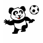 This adorable little panda is too cute! He's ready to play football and score some goals. This cute design is perfect for football players and soccer fans.