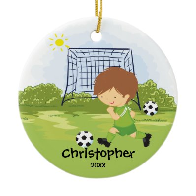 Cute Soccer Player Sport Christmas Ornament