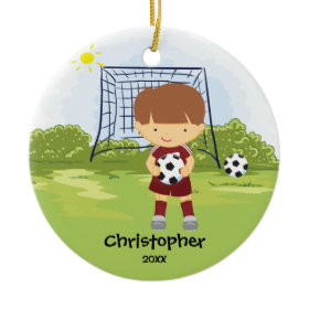 Cute Soccer Player Sport Christmas Ornament