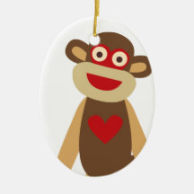 Cute Sock Monkey Christmas Ornament