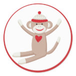 Cute Sock Monkey Envelope Seals or Toppers Stickers