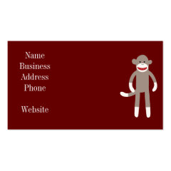 Cute Sock Monkey on Red with Stripes Business Cards