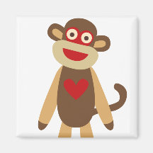 Cute Sock Monkey Refrigerator Magnet