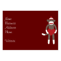 Cute Sock Monkey with Hat Holding Heart Business Card