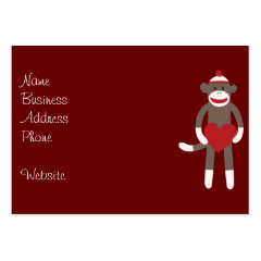Cute Sock Monkey with Hat Holding Heart Business Card