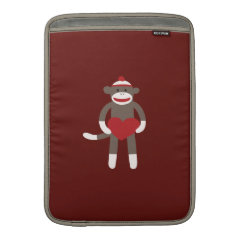 Cute Sock Monkey with Hat Holding Heart Sleeve For MacBook Air