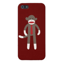Cute Sock Monkey with Neck Tie Red iPhone 5 Case