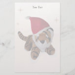 Cute Soft Toy Tiger In Santa Hat Writing Paper