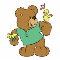 Cute Songbird and Teddy Bear photo sculptures