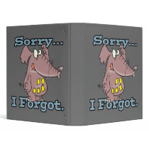 cute sorry i forgot funny forgetful elephant 3 ring binder