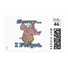 cute sorry i forgot funny forgetful elephant postage stamps