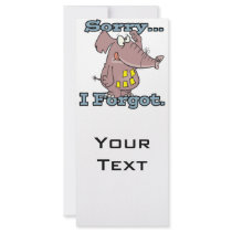cute sorry i forgot funny forgetful elephant rack cards