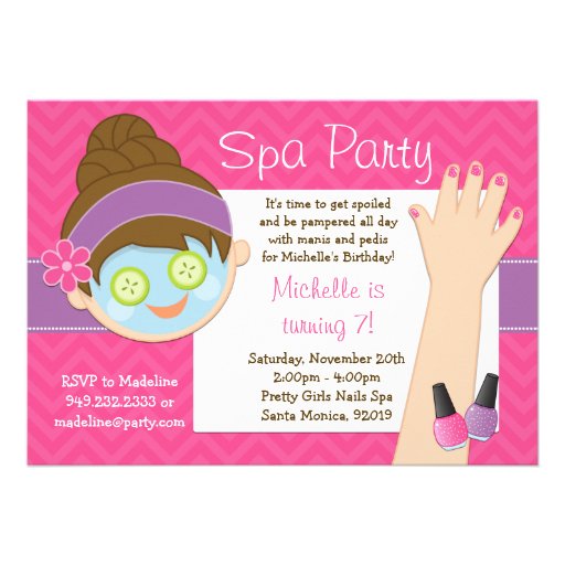 Cute Spa Birthday Party Invitation
