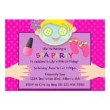 Cute Spa Birthday Party Invitation
