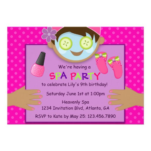 Cute Spa Birthday Party Personalized Invitation