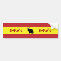 Cute Spanish Bull & Flag Bumper Sticker