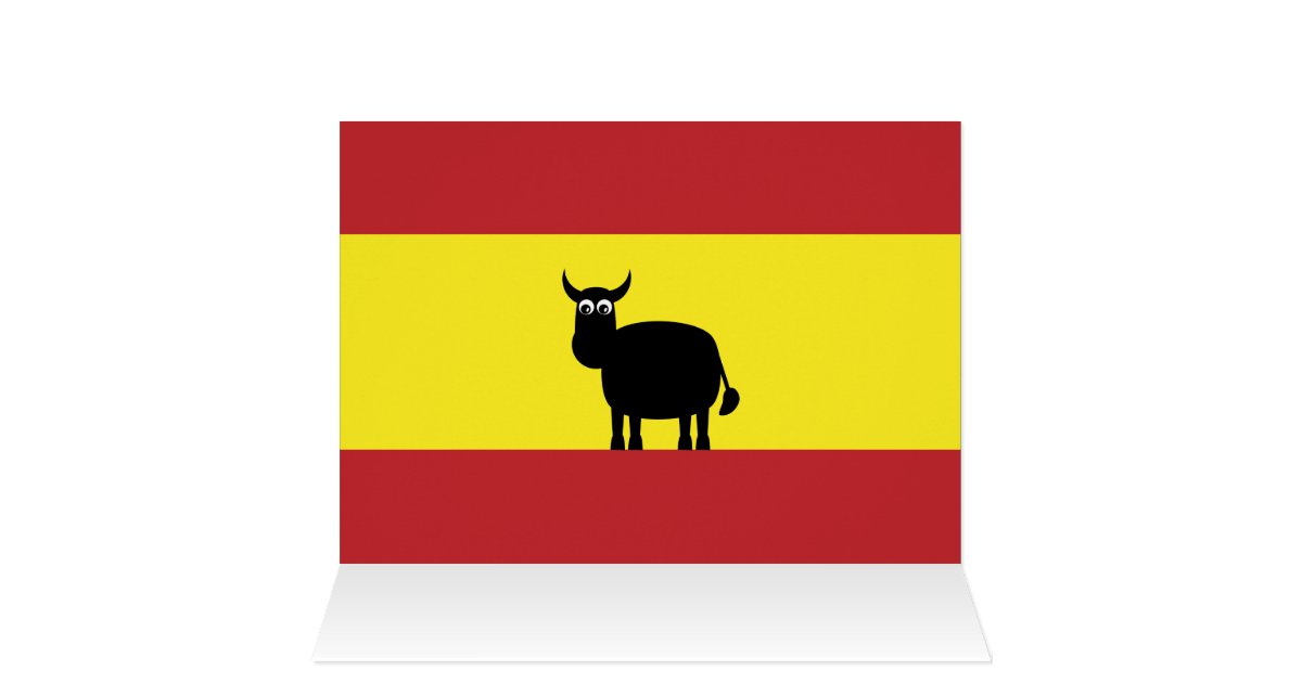 Cute Spanish Bull Flag Amp Christmas Trees Card Zazzle