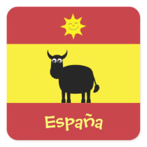 Cute Spanish Bull, Sun & Flag Stickers