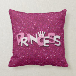 Cute Sparkly Hot Pink Princess Glitter Throw Pillow