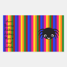 Cute spider rainbow stripes rectangular stickers