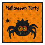 Cute Spiders & Cobwebs Halloween Party Custom Invitations