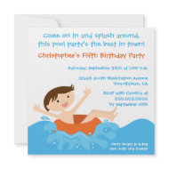 Cute splash boy's pool party birthday invitation invitation