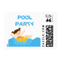 Cute splash girl's pool party birthday stamps stamp