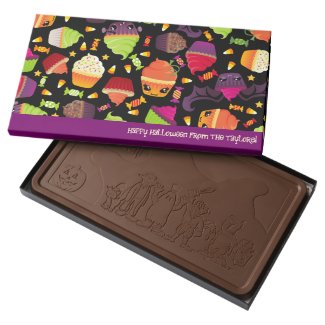 Cute & Spooky Cupcakes - Custom Halloween Message 2 Pound Milk Chocolate Bar Box