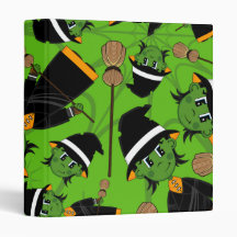 Cute Spooky Halloween Witch Pattern Binders