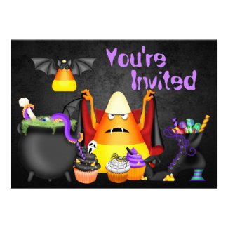 Cute Spooky Treats Halloween Birthday Party Invite