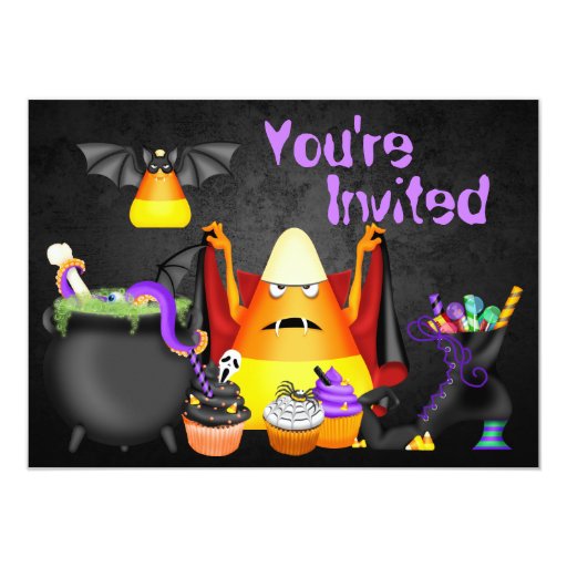 Cute Spooky Treats Halloween Birthday Party Invite (front side)
