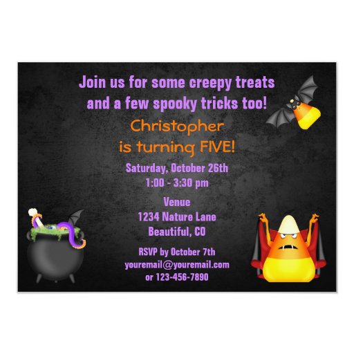 Cute Spooky Treats Halloween Birthday Party Invite
