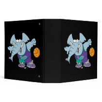 cute sporty dribbling basketball elephant binder