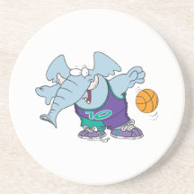 cute sporty dribbling basketball elephant drink coasters