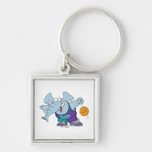 cute sporty dribbling basketball elephant keychain