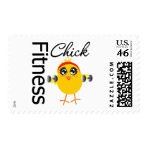 Cute Sporty Fitness Chick Postage Stamps