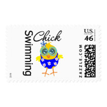 Cute Sporty Swimming Chick Postage Stamp