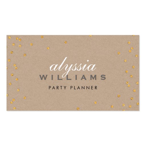 CUTE SPOT confetti gold sparkly glitter kraft Business Card Template (front side)